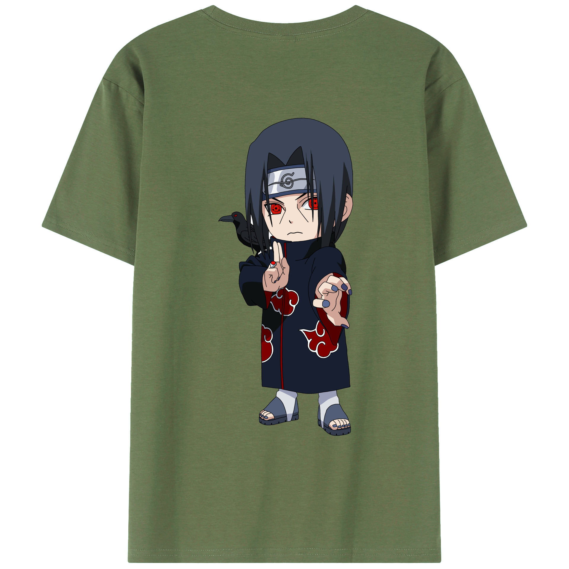 （画像用） NARUTO -ナルト- うちは イタチ Uchiha Itachi 綿100％ メンズ半袖Tシャツ（バックプリント） 通気性
